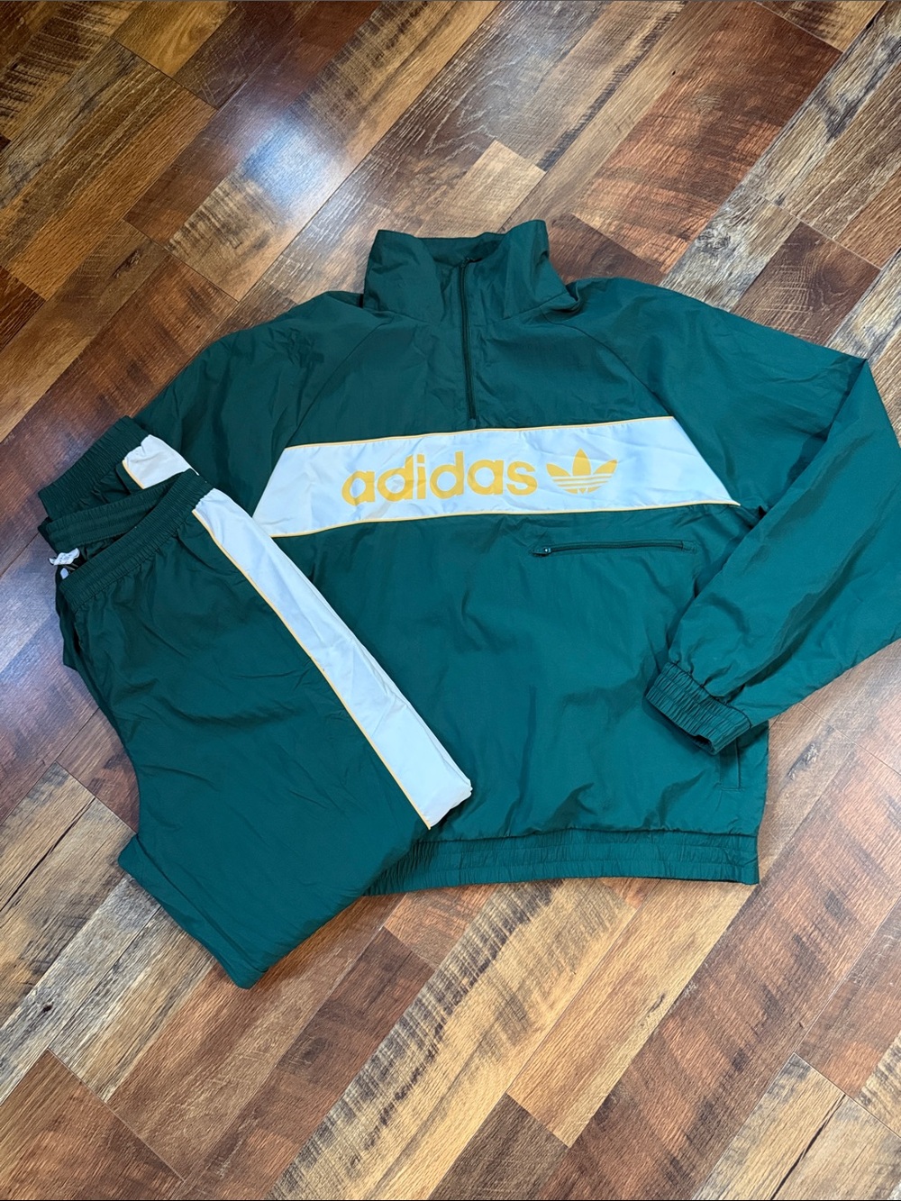Adidas Originals Adicolor 70s Tracksuit Set Green Gold Trefoil Size Medium